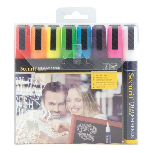 [631293] Krijtstift Securit SMA-510 schuin 2-6mm assorti blister à 8 stuks