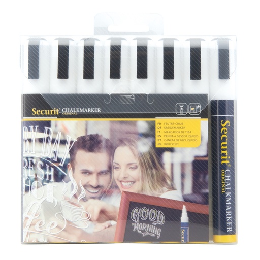 [631295] Feutre-craie Securit SMA-510 biseau 2-6mm blanc étui 8 pièces