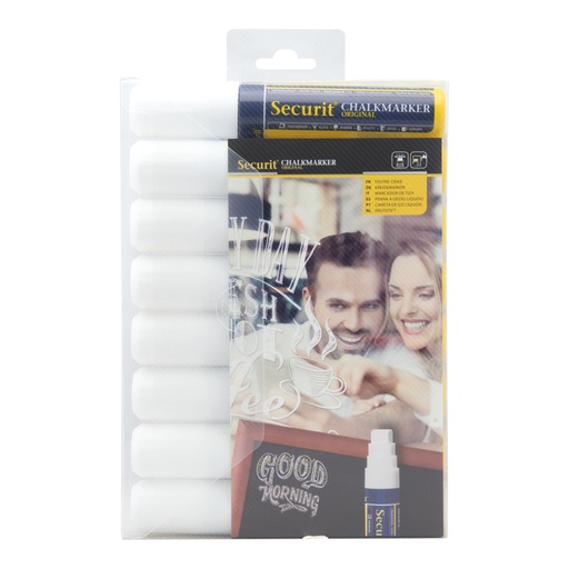 [631299] Feutre-craie Securit SMA-720 carré 7-15mm blanc étui 8 pièces