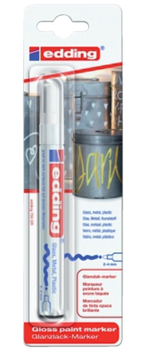 [630600] Marqueur peinture edding 750 à base d'huile 2-4mm blanc blister 1 pièce