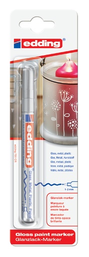 [630418] Feutre peinture edding 751 ogive 1-2mm argent blister 1 pièce