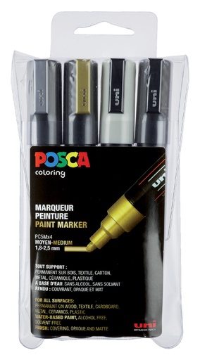 [630968] Paintmarker Uni POSCA PC5M medium assorti set à 4 stuks