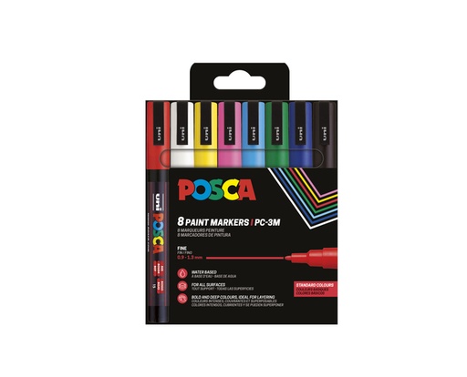[630967] Marqueur peinture Posca PC3M Fin assorti set 8 pièces