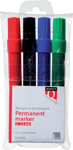 [630318] Permanent marker Quantore rond 1-1.5mm assorti 4 stuks