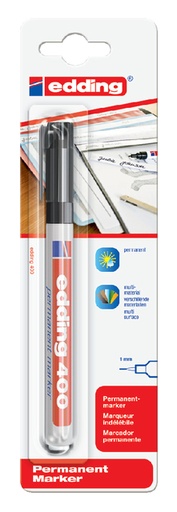 [630151] Viltstift edding 400 rond 1mm zwart blister à 1 stuk