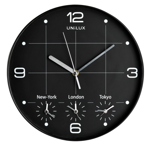 [890348] Wandklok Unilux On Time Ø 30.5cm zwart/wit