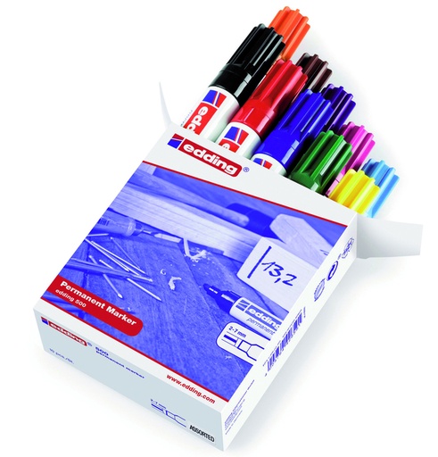 [630109] Marqueur edding 500 biseau 2-7mm boîte 10 couleurs