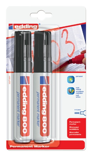 [630179] Marqueur edding 800 biseau 4-12mm noir blister 2 pièces