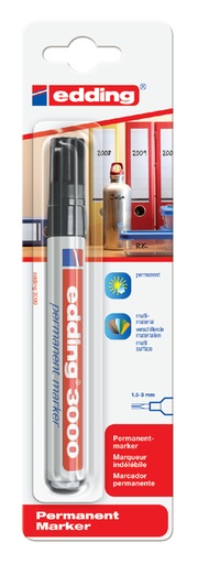 [630181] Viltstift edding 3000 rond 1.5-3mm zwart blister à 1 stuk