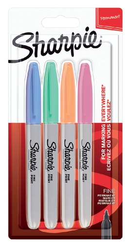 [633314] Feutre Sharpie ogive Fin pastel assorti blister 4 pièces