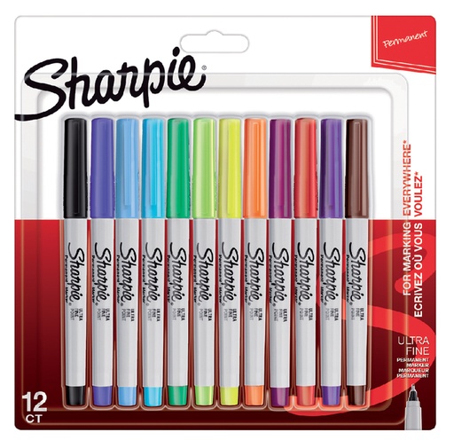 [633316] Feutre Sharpie ogive Ultra Fin Fun blister 12 pièces