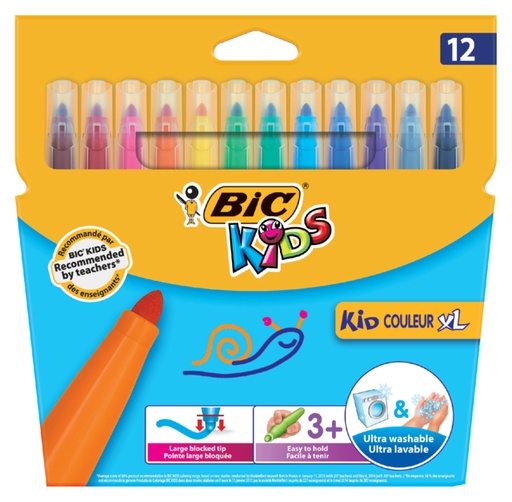 [631397] Kleurstiften BicKids couleur  XL assorti blister à 12 stuks