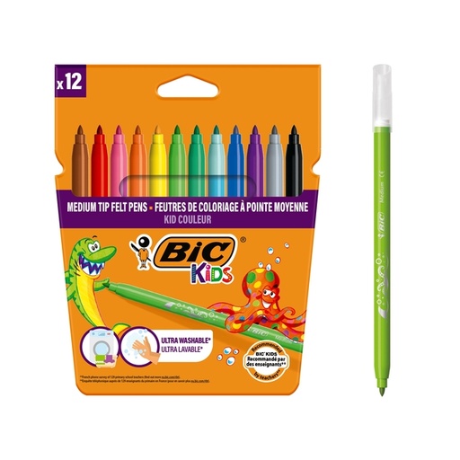 [631395] Kleurstiften BicKids kid couleur medium assorti etui à 12 stuks