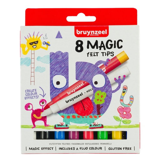[631417] Viltstift Bruynzeel Kids Magic Point set à 8 kleuren