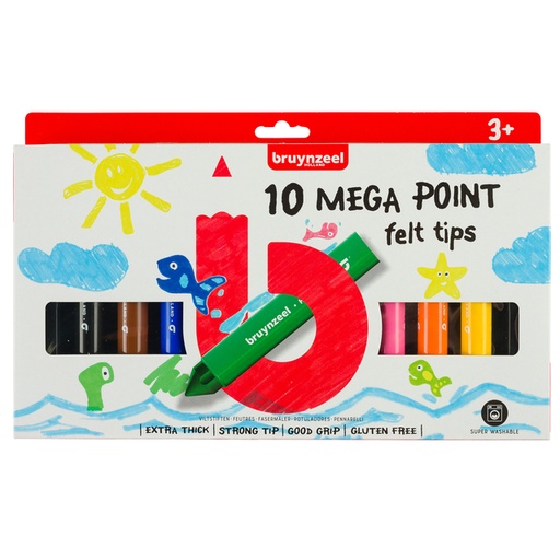 [631410] Feutre Bruynzeel Kids Mega Point set 10 couleurs
