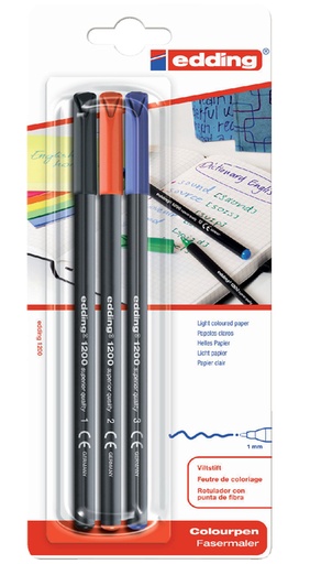 [632535] Fineliner edding 1200 001-003 fijn assorti blister à 3 stuks