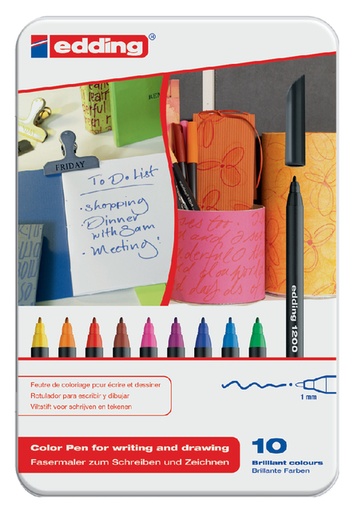 [632526] Feutre edding 1200 Fin assorti boîte 10 pièces