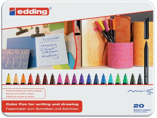 [632527] Fineliner edding 1200 Fin assorti boîte 20 pièces