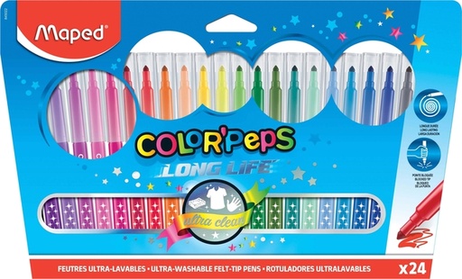 [630143] Feutres Maped Color'peps Long Life set 24 couleurs assorti