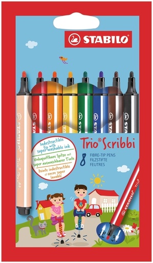 [631140] Viltstift STABILO Trio Scribbi 368/8 assorti etui à 8 stuks
