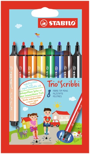 [631140] Viltstift STABILO Trio Scribbi 368/8 assorti etui à 8 stuks