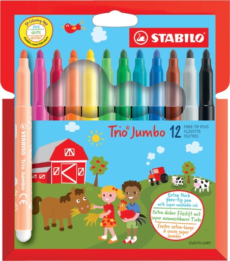 [631147] Viltstift STABILO Trio Jumbo 380/12 extra large assorti etui à 12 stuks