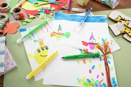 [631147] Viltstift STABILO Trio Jumbo 380/12 extra large assorti etui à 12 stuks