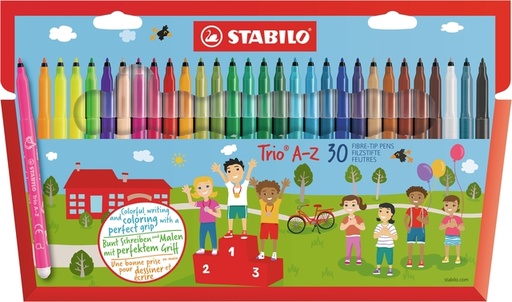 [631143] Viltstift STABILO Trio A-Z 378/30 assorti etui à 30 stuks