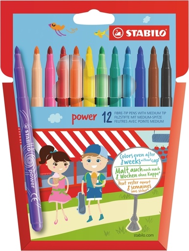 [635703] Viltstift STABILO power 280/12 assorti etui à 12 stuks