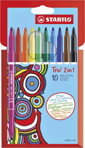 [631141] Feutre STABILO Trio 2-en1- assorti étui 10 pièces