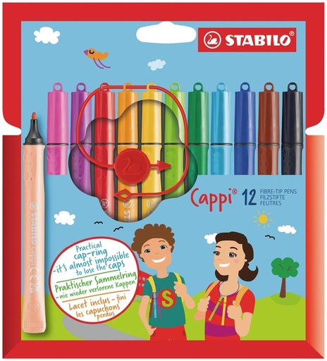 [922720] Viltstift STABILO Cappi 168/12 medium assorti etui à 12 stuks