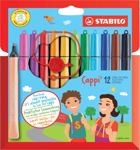 [922720] Viltstift STABILO Cappi 168/12 medium assorti etui à 12 stuks