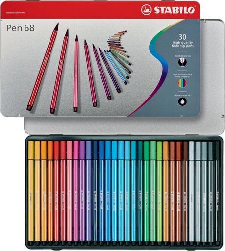 [633362] Feutre STABILO Pen 68 Arty Medium boîte 30 couleurs