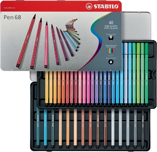 [633363] Feutre STABILO Pen 68 Arty Medium boîte 40 couleurs