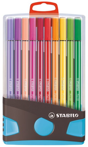 [633219] Viltstift  STABILO Pen 68/20 ColorParade in antraciet/turquoise etui medium assorti etui  à 20 stuks
