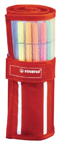 [636218] Fineliner STABILO Point 68 ëtui enroulé rouge de 30 pièces asorties