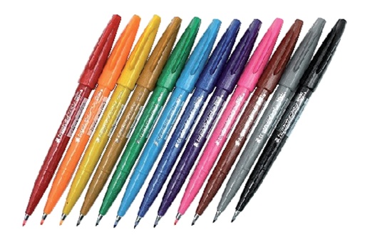 [630728] Brushpen Pentel SES15C Sign Artist standaardkleuren assorti doos à 12 stuks