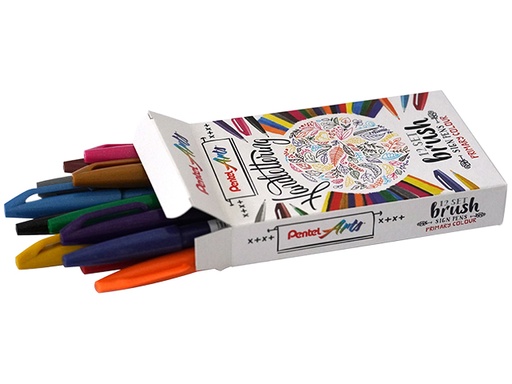 [630728] Feutre Pinceau Pentel SES15C Sign Artist couleurs standard assorti boîte 12 pièces