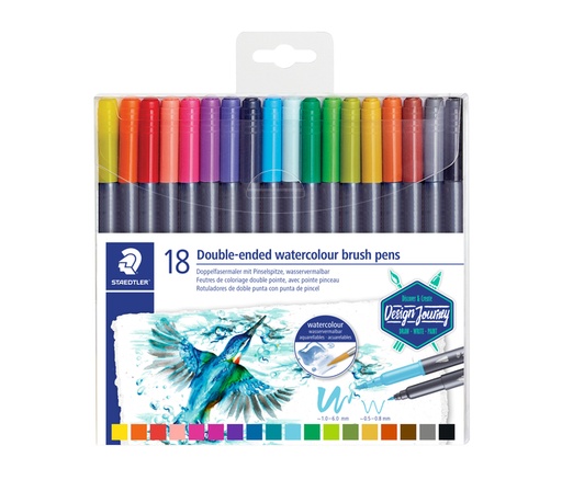 [630280] Feutre pinceau Staedtler 3001 Marsgraphic Duo 0.5-6mm blister 18clrs
