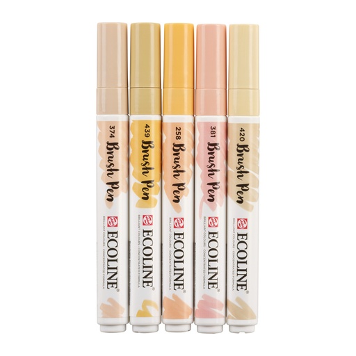 [630820] Feutre pinceau Talens Ecoline beige-rose assorti 5 pièces