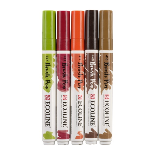 [630822] Feutre pinceau Talens Ecoline automne assorti 5 pièces