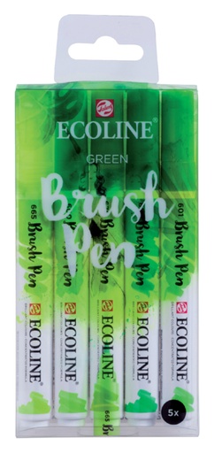 [630814] Brushpen Talens Ecoline set á 5 stuks groen