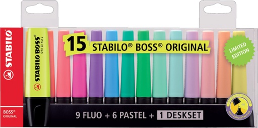 [960592] Surligneur STABILO Boss Set de bureau 70/15 assorti 15pcs