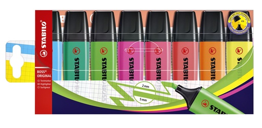 [635017] Markeerstift STABILO BOSS Original 70/8 assorti etui à 8 stuks
