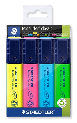 [635239] Surligneur Staedtler Textsurfer 364 assorti 4 pièces