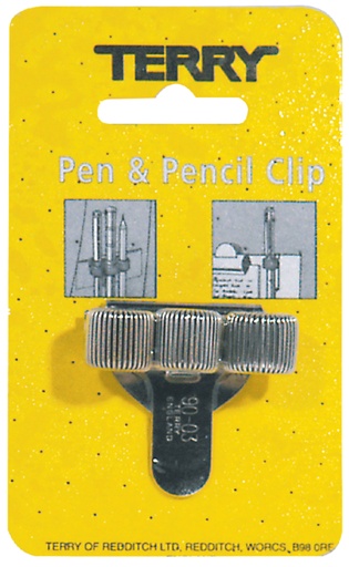 [370022] Penhouder Terry clip voor 3 pennen/potloden zilverkleurig