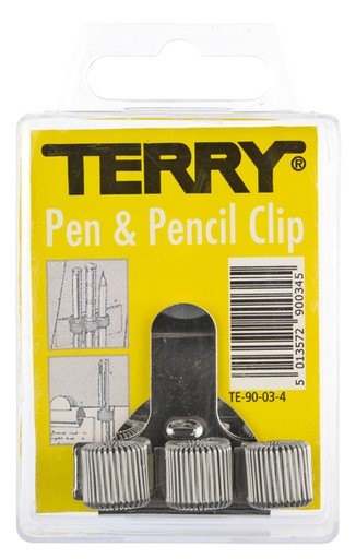 [370022] Penhouder Terry clip voor 3 pennen/potloden zilverkleurig