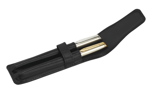[751071] Etui stylos 212 Stylos Cuir grainé 2 cases noir