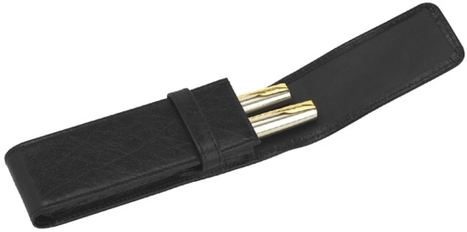 [751075] Etui stylos 322 Cuir grainé 2 cases Noir