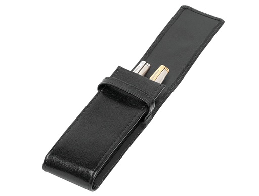 [751083] Etui stylos 322 Cuir de Buffle 2 cases Noir